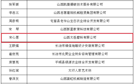 太岳磨料總經(jīng)理宋心愿入圍長(zhǎng)治市“三晉英才”支持計(jì)劃2018年度擬支持對(duì)象名單