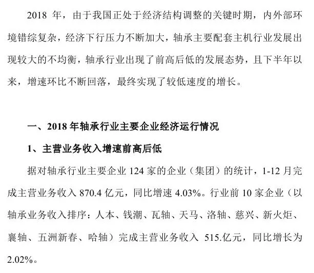 2018年軸承行業(yè)經(jīng)濟(jì)運(yùn)行發(fā)展報(bào)告